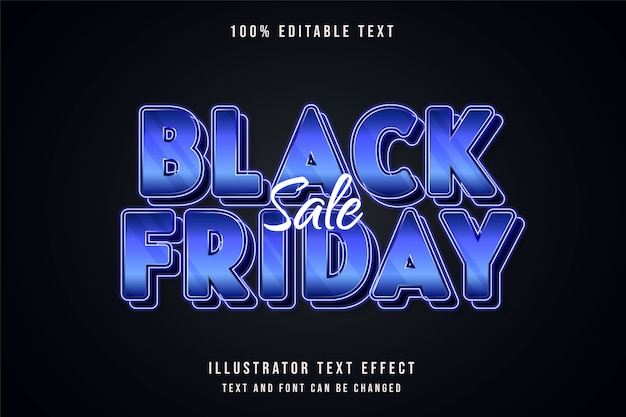 Black friday sale,3d editable text effect blue gradation purple neon text style
