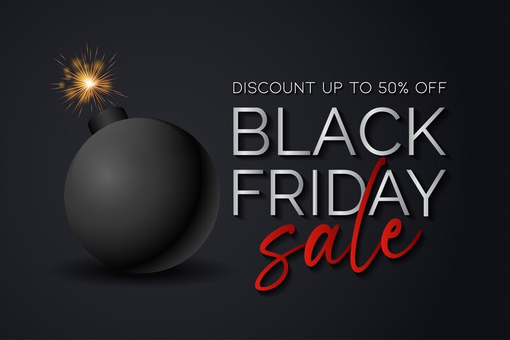 Vector black friday sale background   with a bomb ready to explode