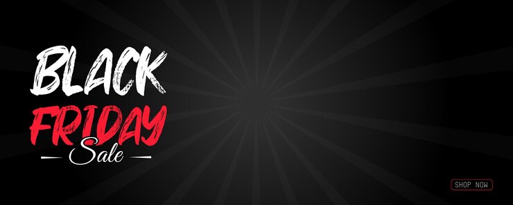 Vector black friday sale shop now banner template design with pattern
