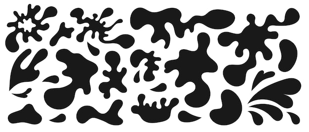 black ink splatter patterns vector set
