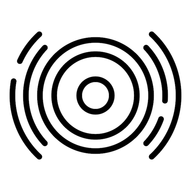 Black line art vector icon of a sound wave
