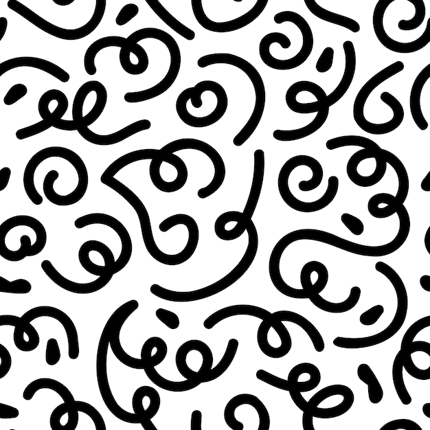 Black lines squiggle seamless pattern vector illustration