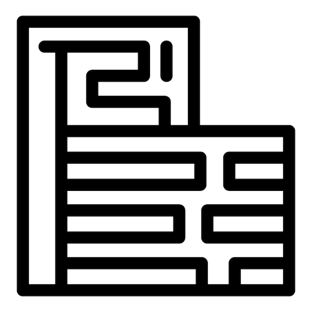 Black outline icon representing a building with many floors