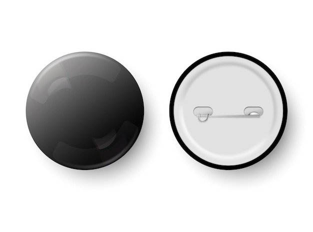 Black pin button vector Pin button set Collection of realistic pin buttons