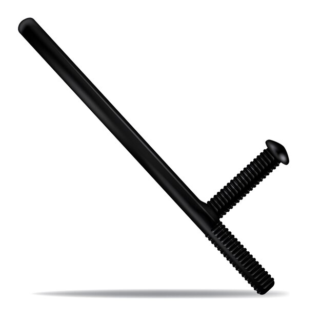 Black police baton isolated on white