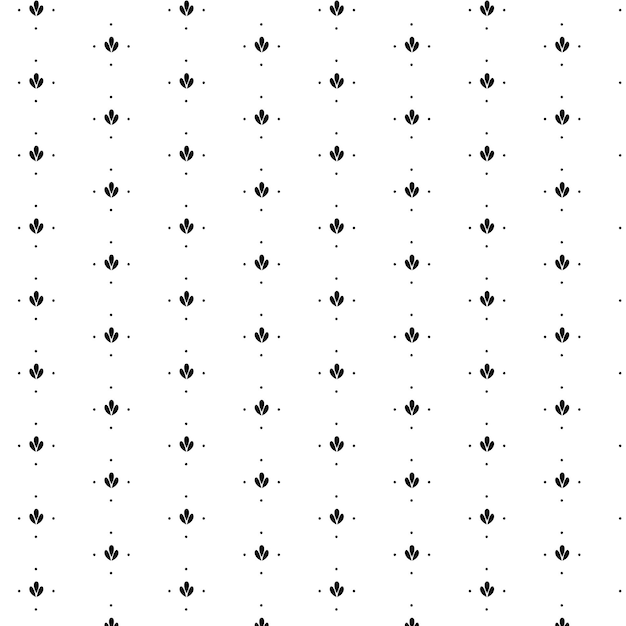 Black Seamless Floral Pattern On An Isolated White Background