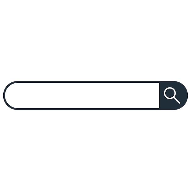 Black search bar icon isolated on white background
