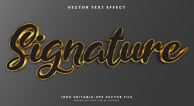 black signature golden style editable text effect template