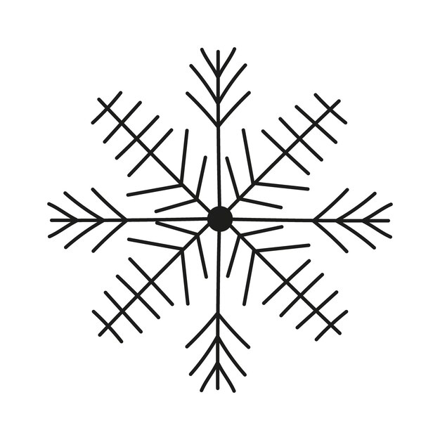 Black snowflake icon isolated on white background Christmas and New year design element frozen