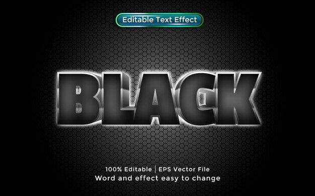 black text, 3d style editable text effect