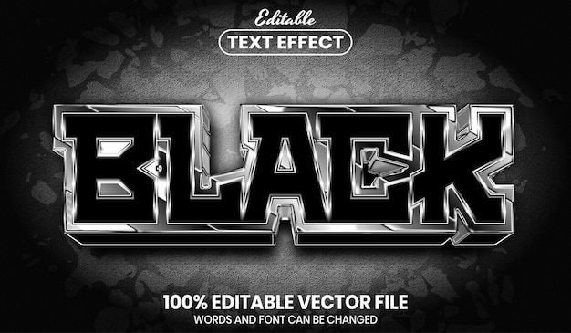 black text, font style editable text effect