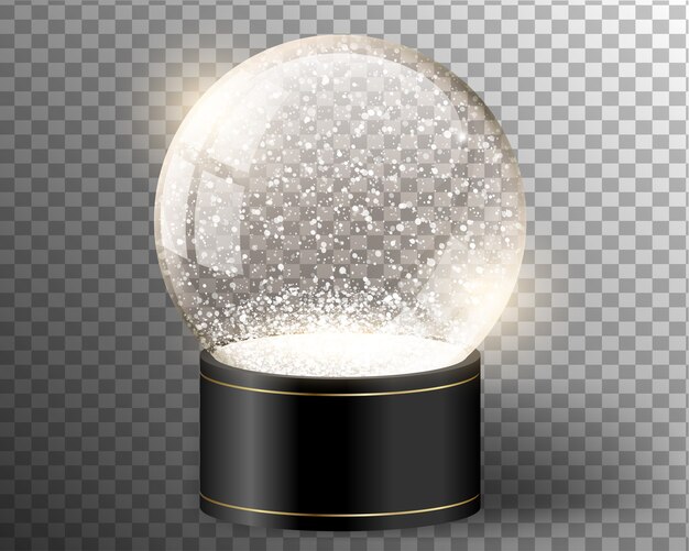 Black vector snow globe empty template isolated on transparent