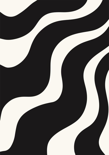 Black white abstract fluid shapes painting