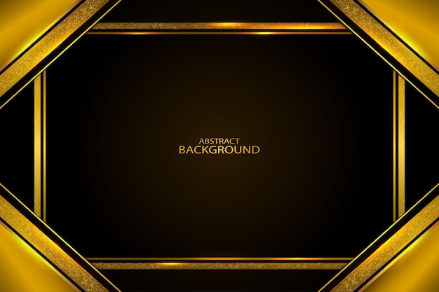 Black With Golden Rectangle Shapes Lines Background Vector
