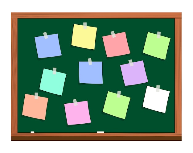 blackboard with post it notes