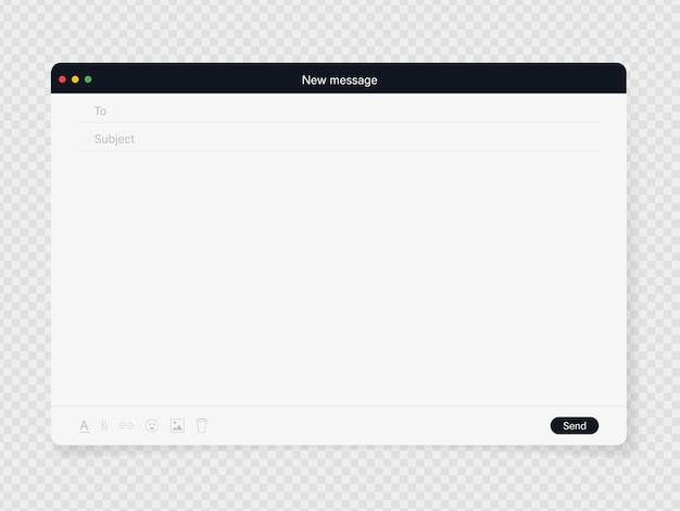 Blank empty email frame interface page screen template web window browser on transparent Vector