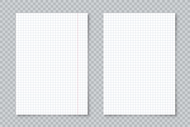 blank lined paper sheets in a format on transparent background notebook page document design