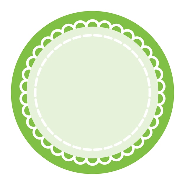 blank round frame with green border and scalloped edge