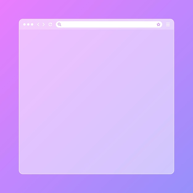 blank transparent web browser window with toolbar and search field on colorful background modern website internet page browser mockup for computer tablet and smartphone vector illustration