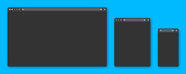 blank web browser window with toolbar and search field modern website internet page in flat style