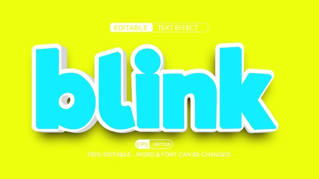 Blink editable text effect vector 3d style with background