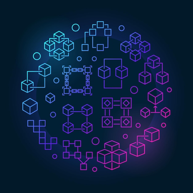 Block chain colored symbol Vector blockchain illustration