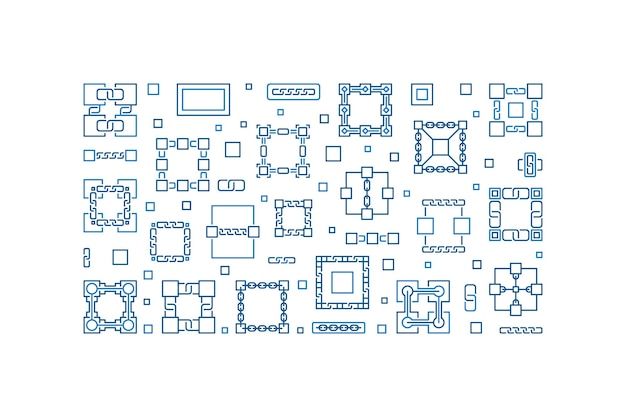 Block Chain concept horizontal banner vector illustration