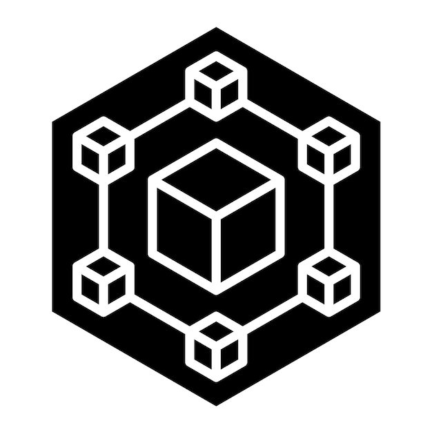 Blockchain Glyph Solid Black Illustration