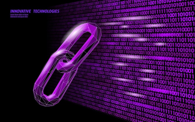 Blockchain link sign low poly design internet technology chain icon triangle polygonal hyperlink sec...