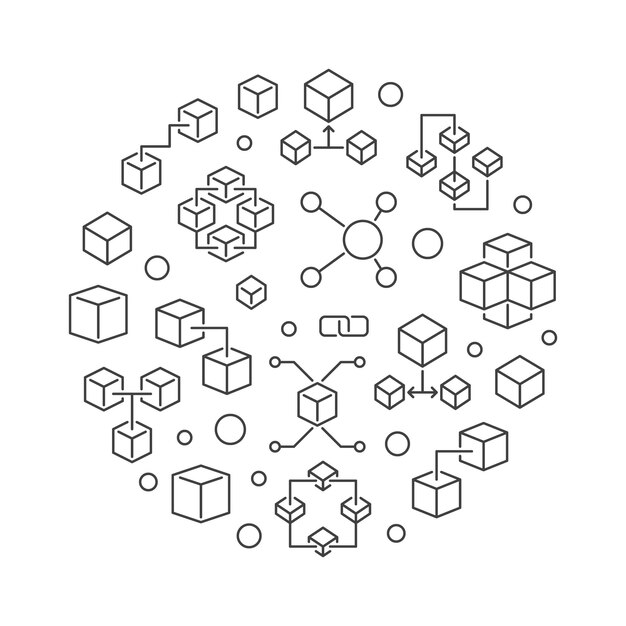 Blockchain or cryptocurrency vector illustration in circle shape