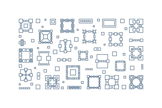 Blockchain Technology vector horizontal line banner