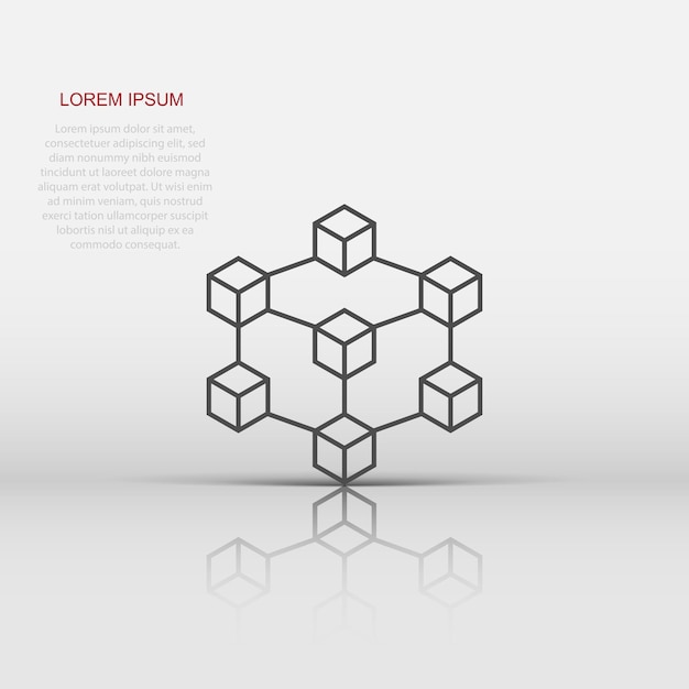 Blockchain technology vector icon in flat style Cryptography cube block illustration Blockchain algorithm concept