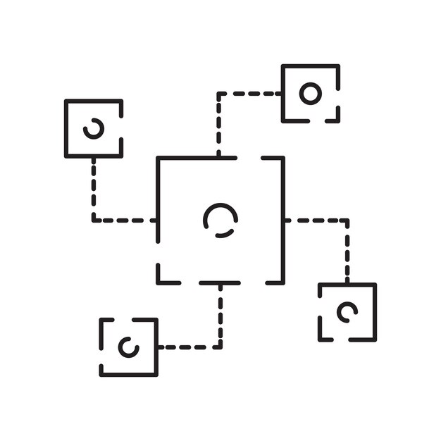 Blockchain thin black line icon vector illustration Outline the financial structure of bitcoin and cryptocurrency investment fintech transaction and payment crypto trade and exchange