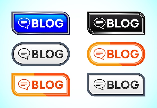 Blog button set of different shapes and colors Suitable for mobile app and website UI design