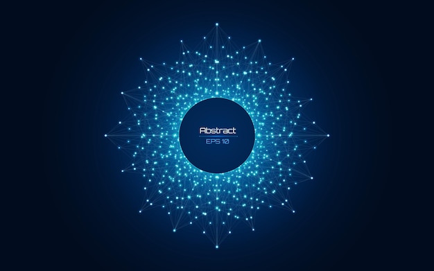 blue abstract background with a circle and the words fibonacci on the bottom. vector illustration.