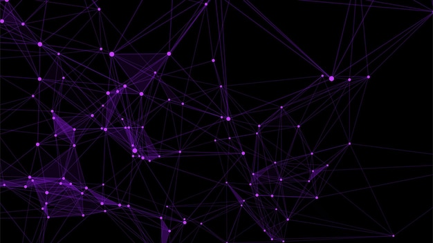 Blue abstract background with connection lines dots and triangles Technology network connection Digital structure of particles Vector illustration