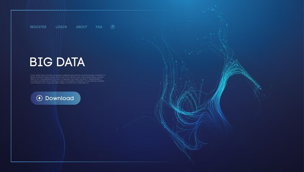 Blue abstract big data visualization with light blue highlights