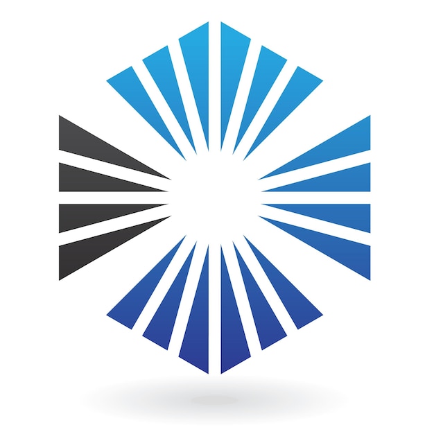 Blue and Black Triangular Shapes Forming a Hexagon