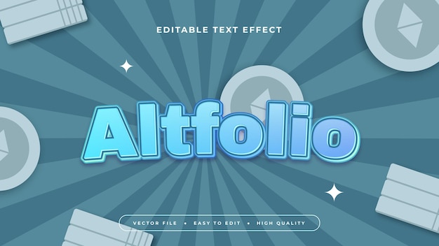 blue and gray grey altfolio 3d editable text effect font style