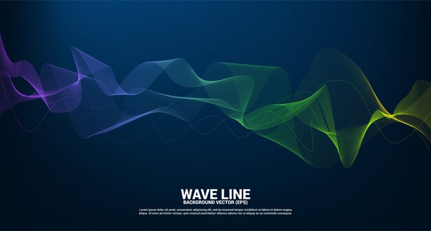 blue and green sound wave line curve on dark background. element for theme technology futuristic  