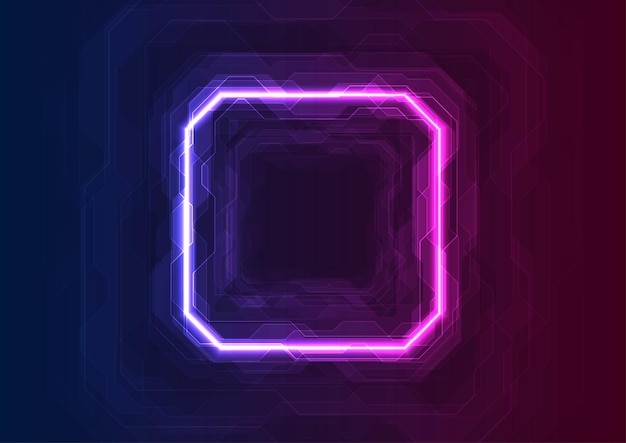 Blue and purple neon geometric lines abstract tech background Vector scifi design