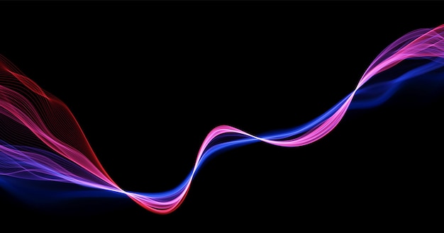 Blue and red abstract wave Magic line design Neon gradient wavy illiustration