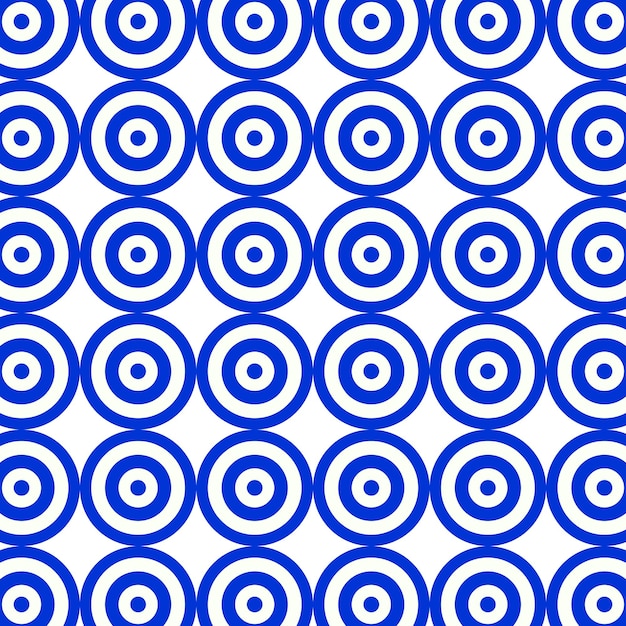 Blue and white circles and dots seamless pattern