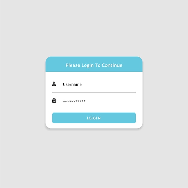 Blue and white login form design for website and app UI