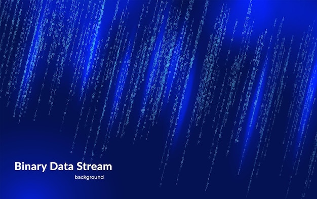 Blue binary data stream background representing digital transformation augmented reality and information visualization