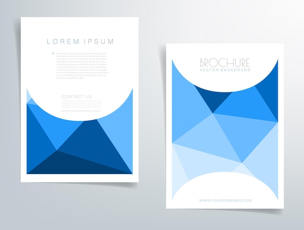 Blue brochure geometric triangle overlap vector layer background for text and message design