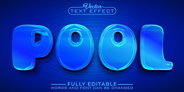 Blue Cartoon Pool Vector Editable Text Effect Template