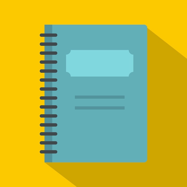 blue closed spiral notebook icon flat illustration of blue closed spiral notebook vector icon for web isolated on yellow background