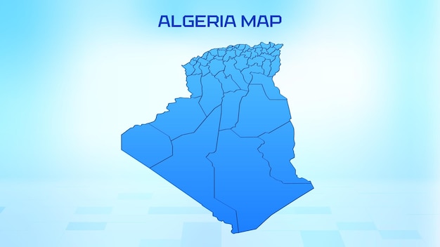 Blue detailed map of Algeria with States administrative divisions