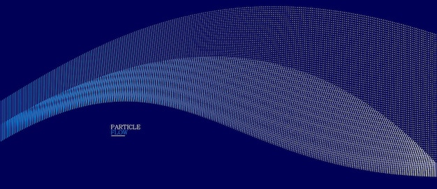blue dots in motion dark vector abstract background particles array wavy flow curve lines of points in movement technology and science illustration